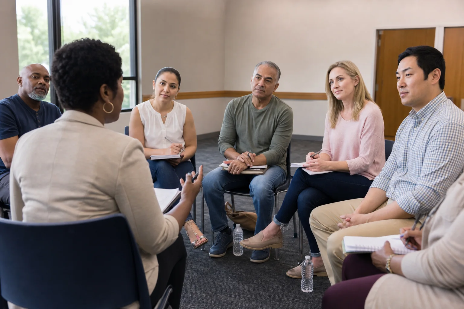 Parents participating in a respectful divorce education seminar
