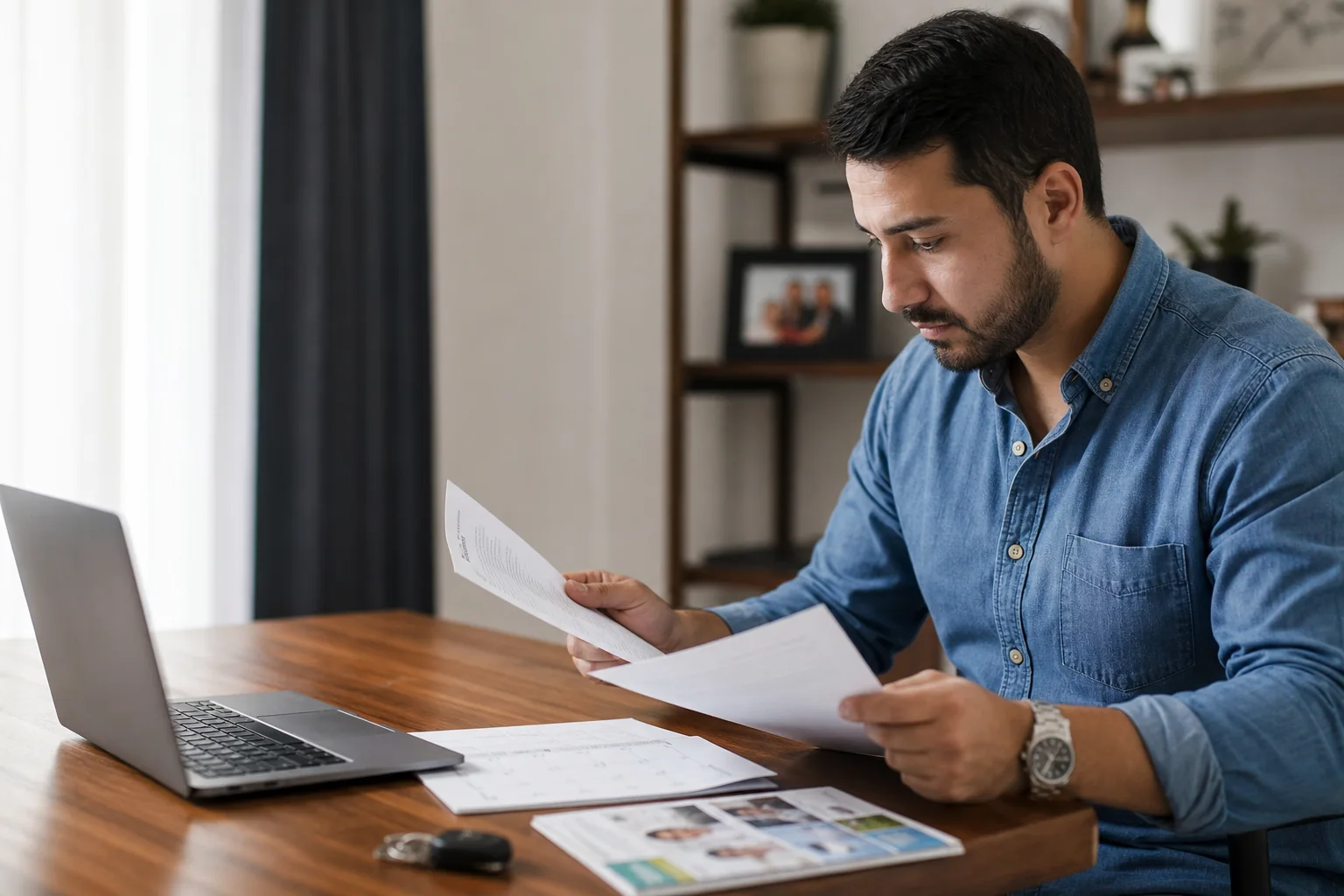 Adult comparing a court order, calendar, and local program options