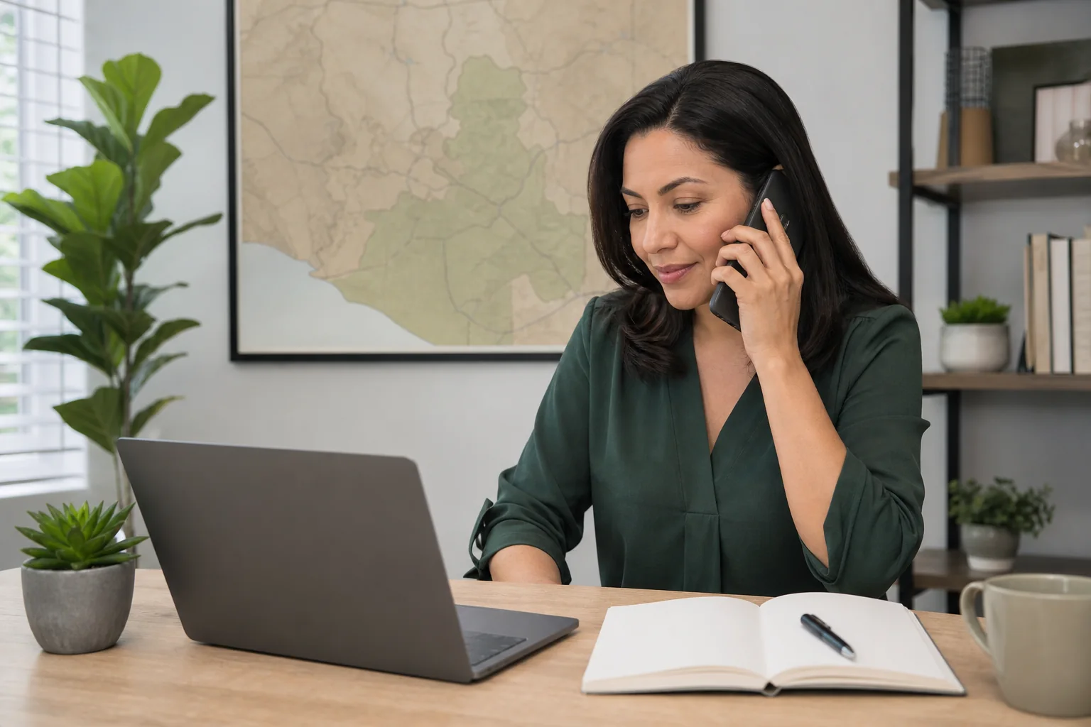 Person checking a provider list and making a phone call